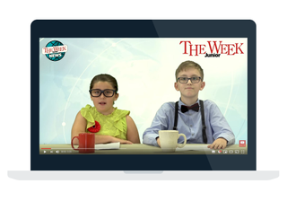 Young girl and boy as news readers for The Week Junior news