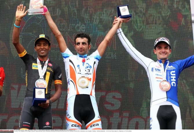 Pourseyedigolakhour Mirsamad (Tabriz Petrochemical) on the podium after his stage win