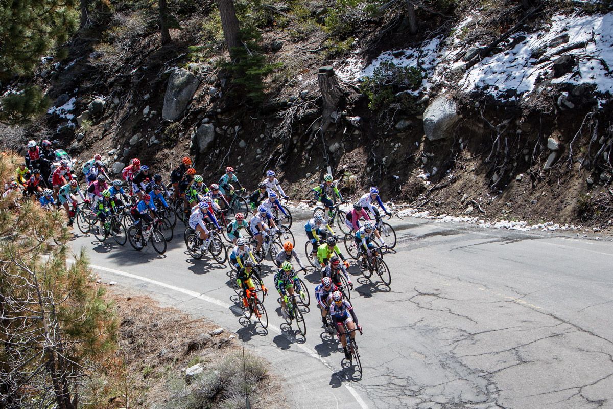 Riders tackle the first climb for todays stage.