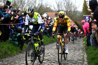 Biniam Girmay (Intermarché-Circus-Wanty) on the cobbles of the Tour of Flanders before having to abandon after a crash
