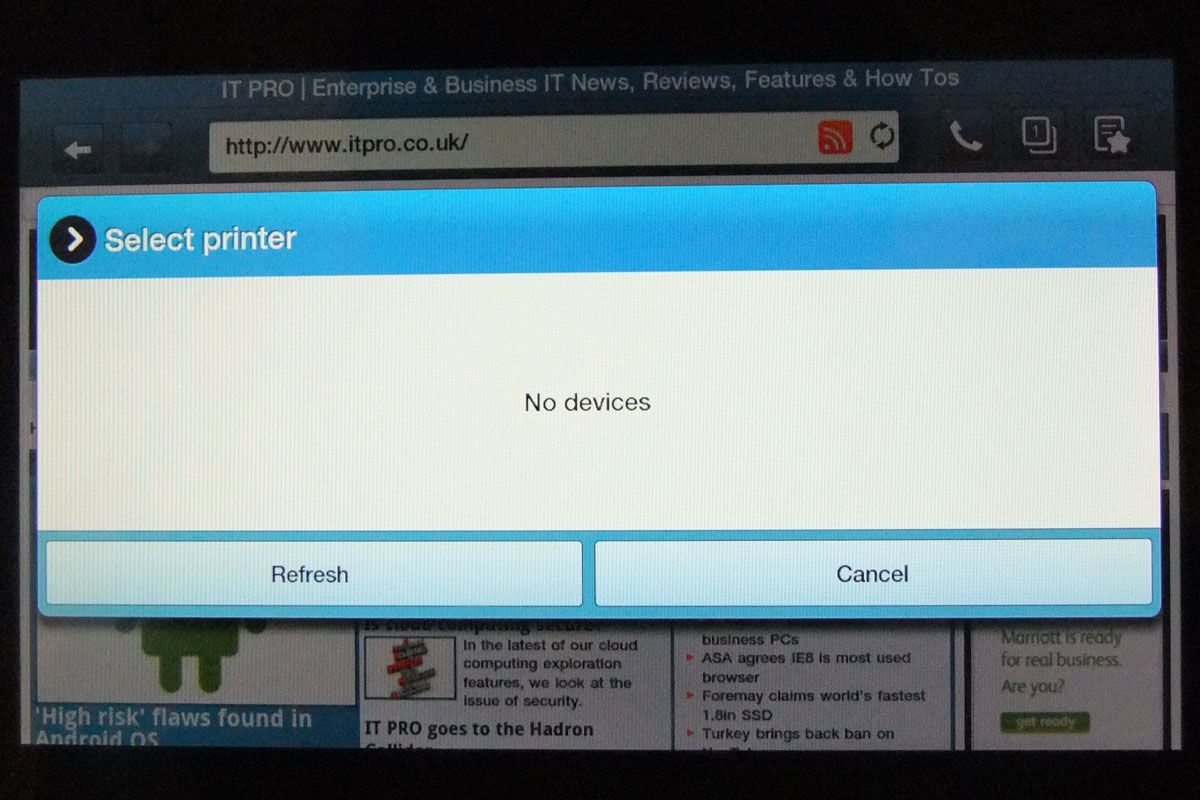 Printing from the Galaxy Tab doesn't appear to work