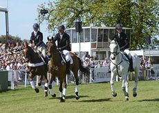 Headley Britannia, Inonothing and Lenamore in their retirement ceremony at Badminton Horse Trials 2013