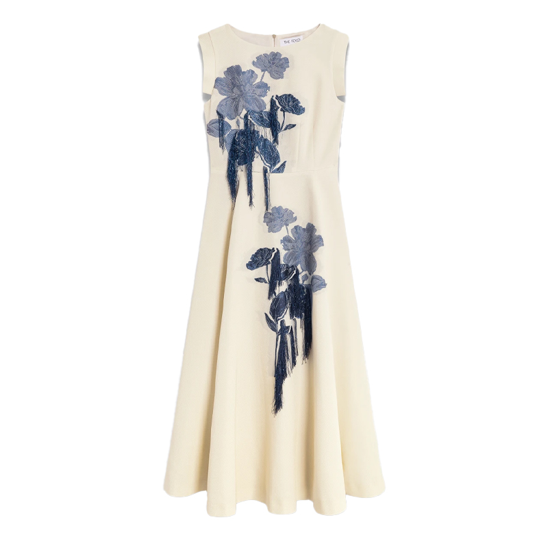 The Fold cream and blue dress