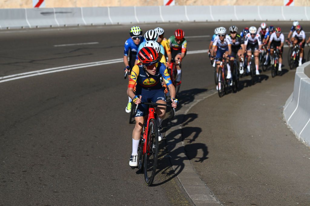 Gaia Realini (Lidl-Trek) was among the riders to kick off the attacking from the peloton at 8km out
