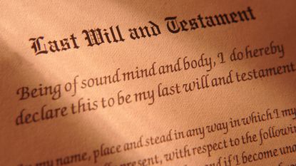 The top of a last will and testament document.