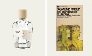 Freudian Wood perfume next to Freu‘s book Interpretation of Dreams