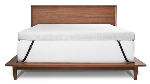 Viscosoft Active Cooling Mattress Topper review: the topper shown in white on a polished wood bedframe