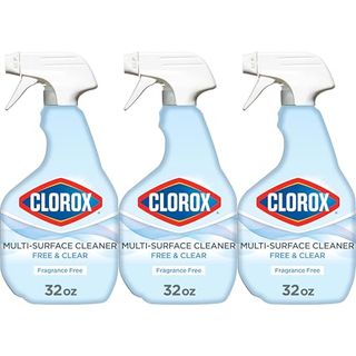 Clorox Free & Clear Multi Surface Cleaner, Spray Bottle, Fragrance Free, 32 Fluid Ounces, Pack of 3