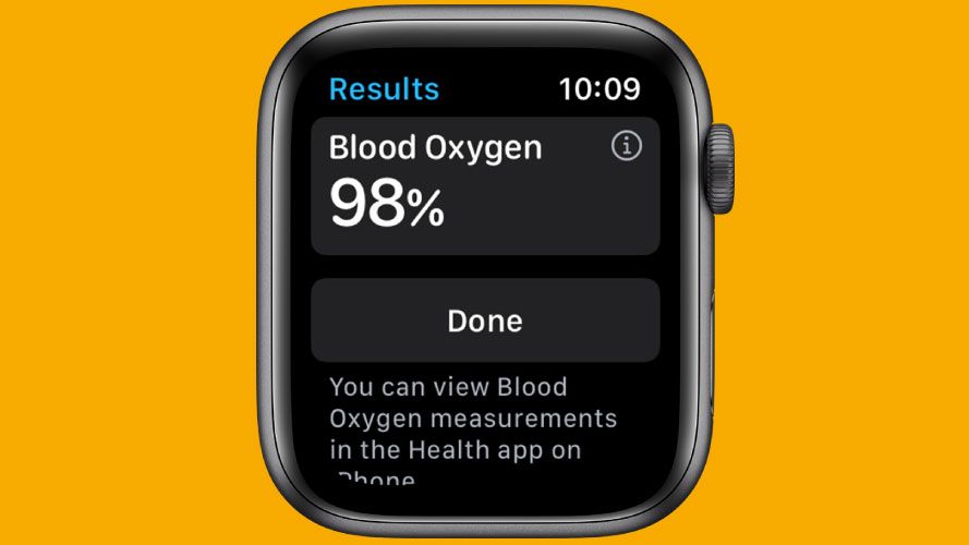 An Apple Watch 6 showing the blood oxygen monitor features