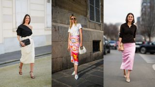 street style summer work outfits skirt and tee