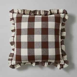 Dunelm Frilled Check Cushion Pinecone