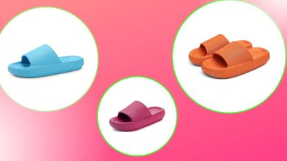 love island sliders in blue, pink and orange on a pink background