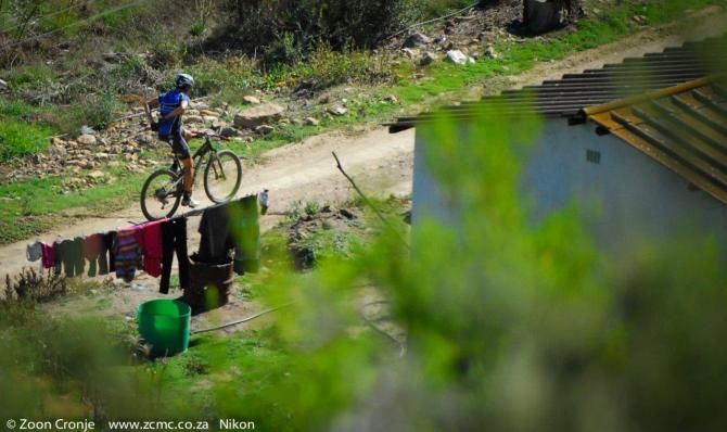Nico Bell refuels before a sharp climb