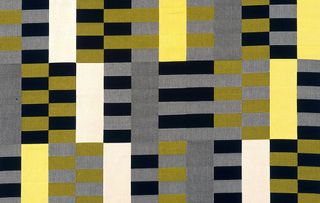 Anni Albers, 'Black White Yellow' (1926/1965). Cotton and silk, 2032 x 1207 mm. © 2018 The Josef and Anni Albers Foundation / Artists Rights Society (ARS), New York. Lent by The Metropolitan Museum of Art, Purchase, Everfast Fabrics Inc. and Edward C. Moore Jr. Gift, 1969