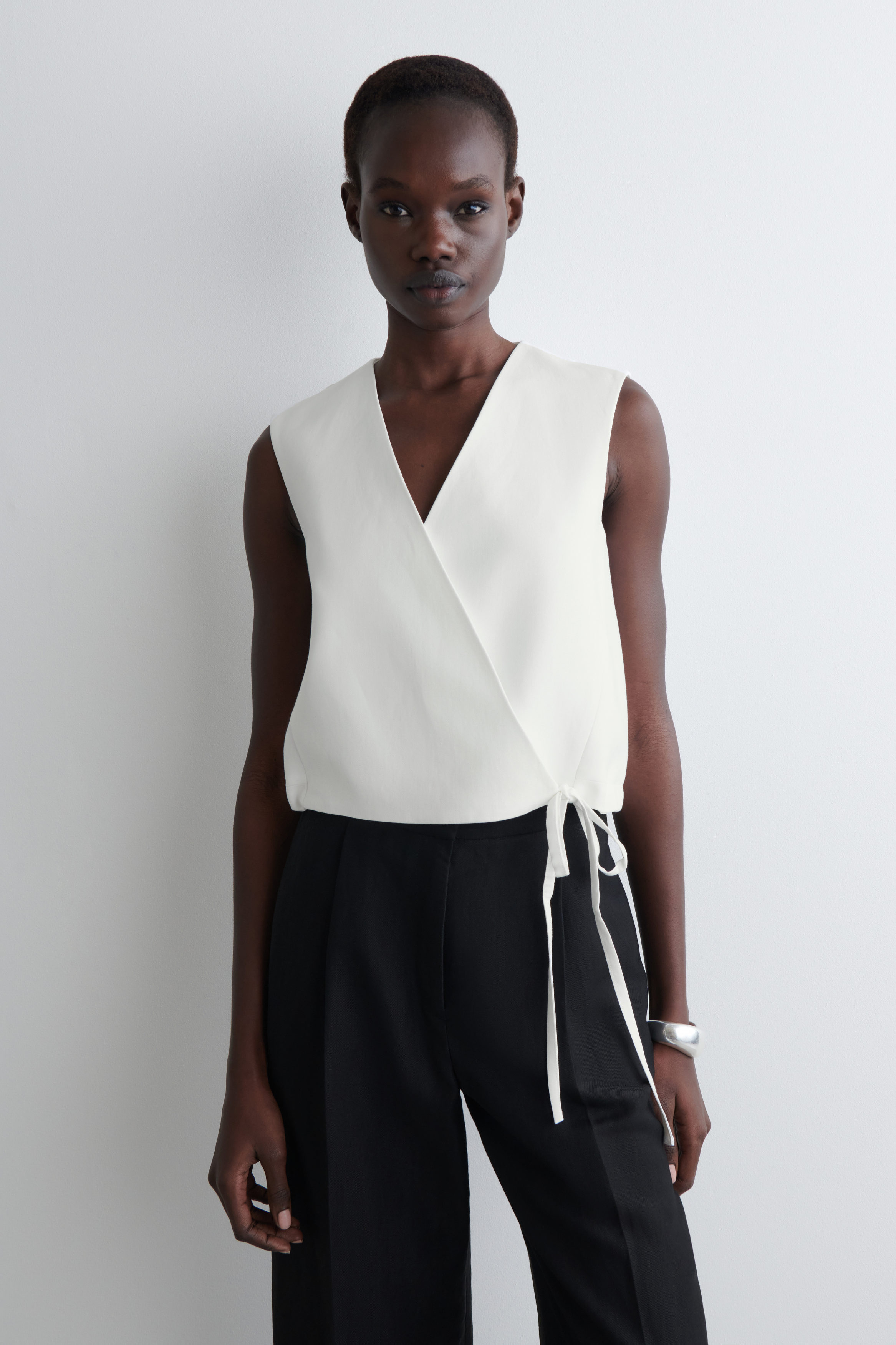 Tie-Detail Wrap Waistcoat