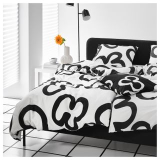 KlippbrÄcka Duvet Cover and Pillowcase - White/black 150x200/50x80 Cm