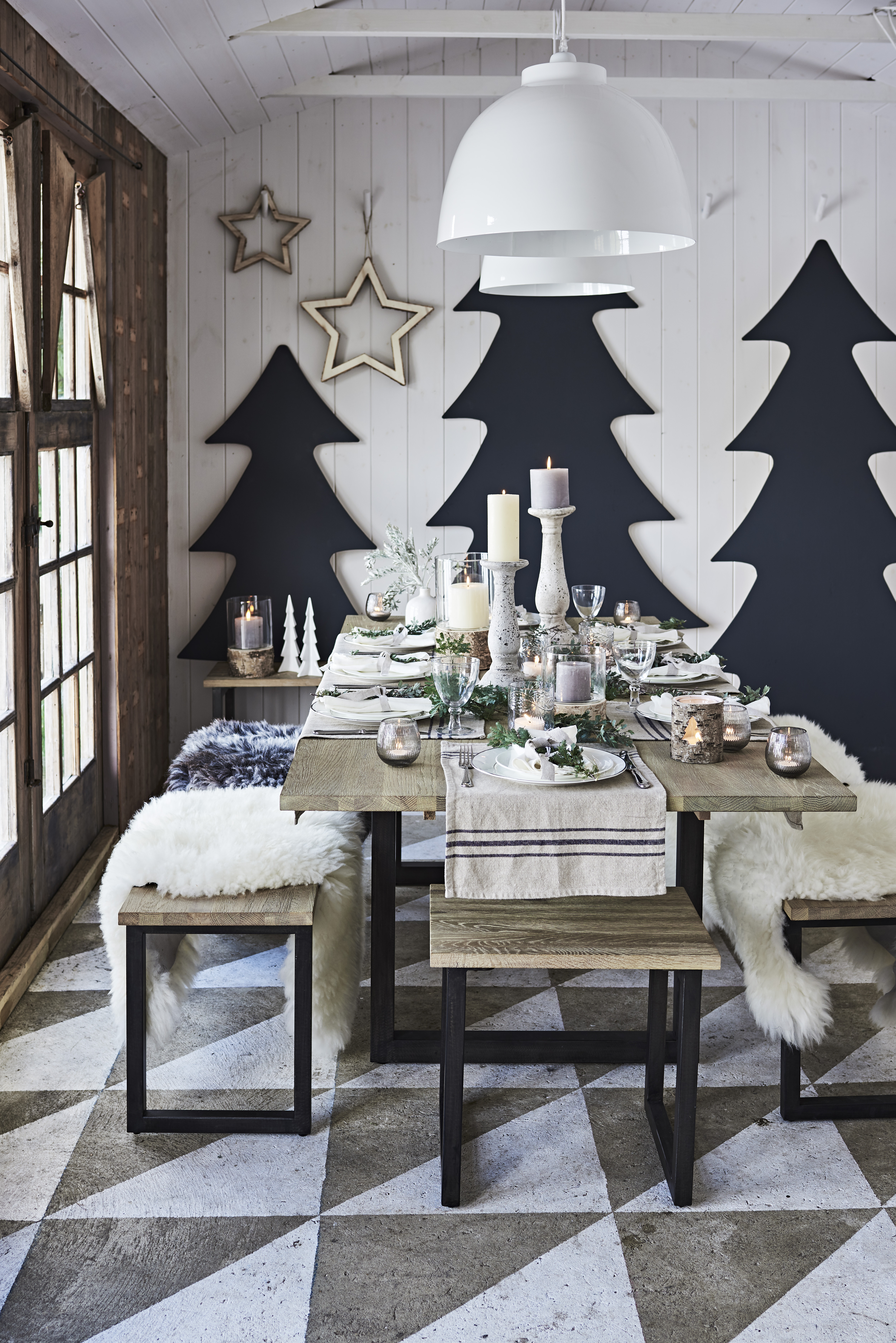 Scandi style Christmas table settings