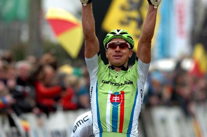 Peter Sagan (Cannondale) celebrates victory at De Brabantse Pijl