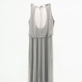 ZARA Metallic Thread sheer dress in silver