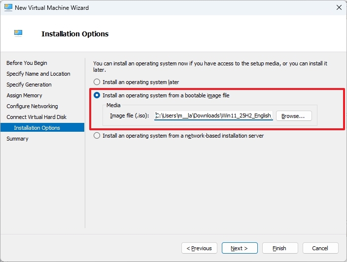 Hyper-V mount ISO file