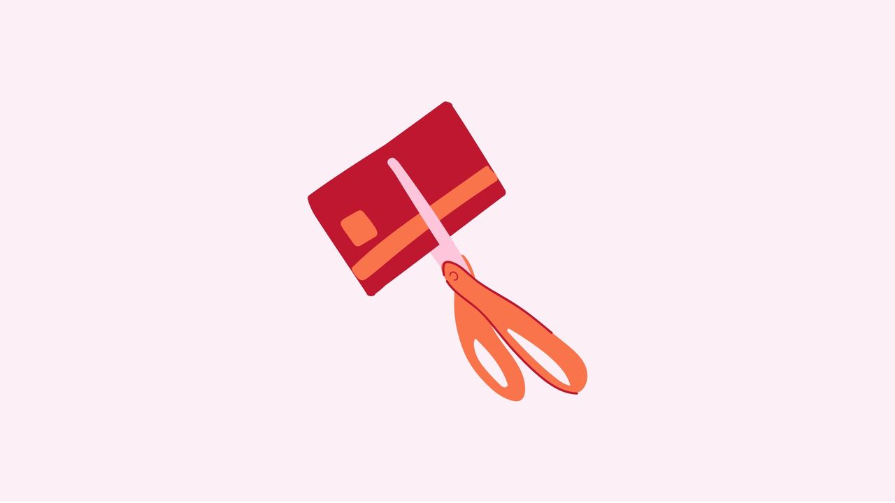 Cutting up credit card illustration