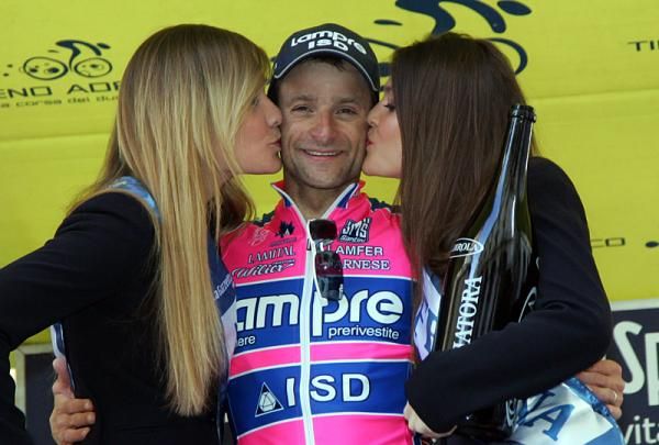 Stage winner Michele Scarponi (Lampre - ISD) on the podium