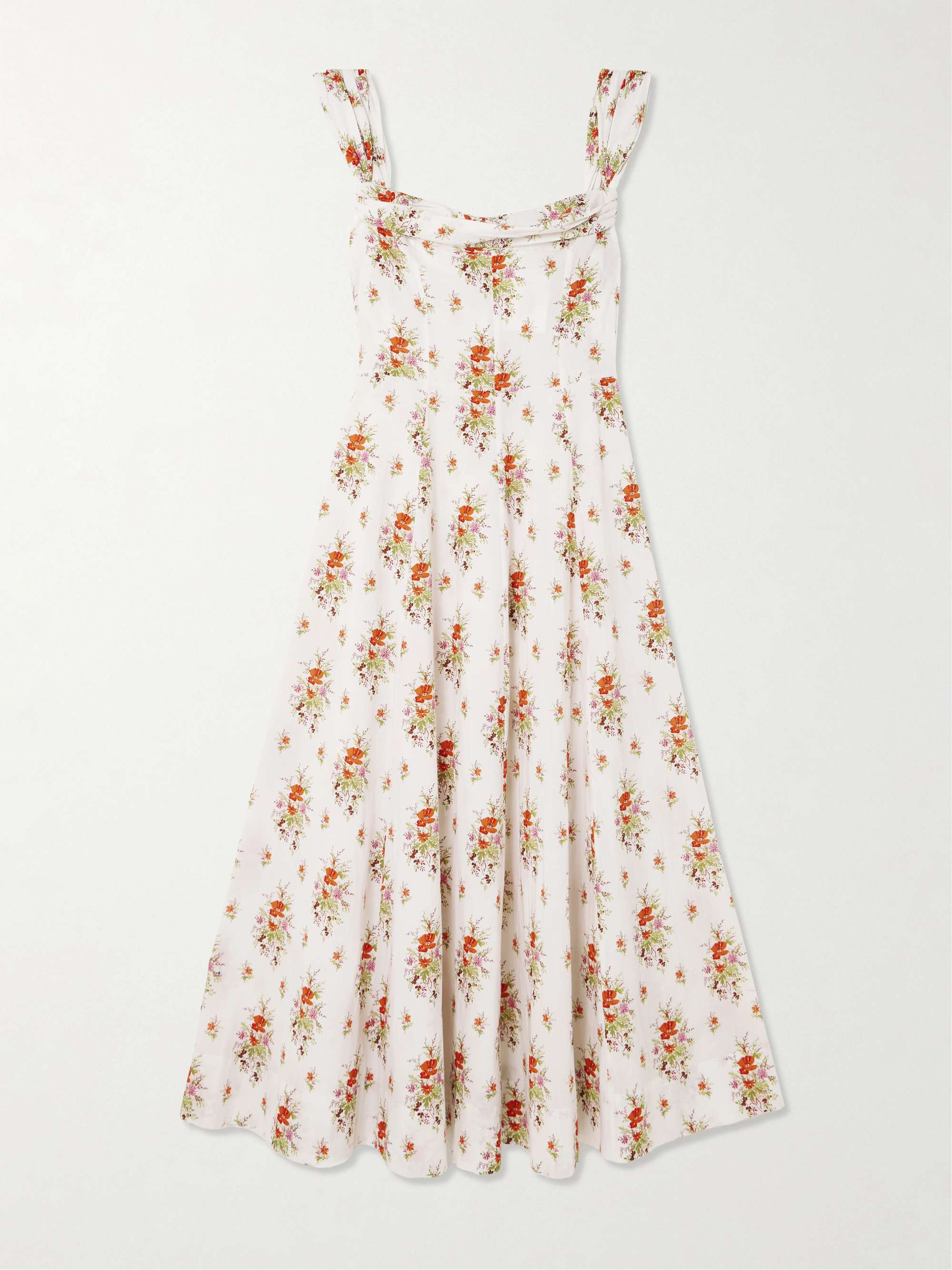 Clea Ruffled Floral-Print Organic Cotton Midi Dress