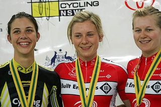 The podium of the U19 women's Keirin
