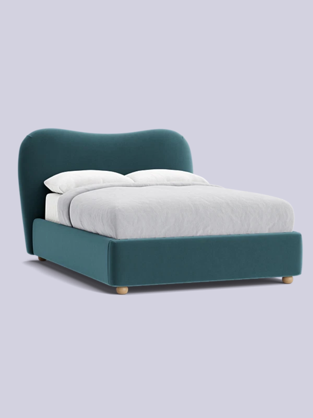 Loaf, Monroe Double Bed in Velvet - Sopping Seagrass - Teal