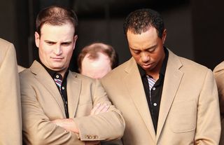 Zach Johnson and Tiger Woods at 2010 Ryder Cup GettyImages 104719604