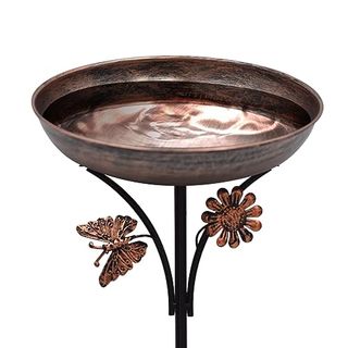 Ouisjyer Metal Bird Baths for Outdoors, Birdbath & Birdfeeder With Metal Stake Garden Yard Lawn Decor 12inches