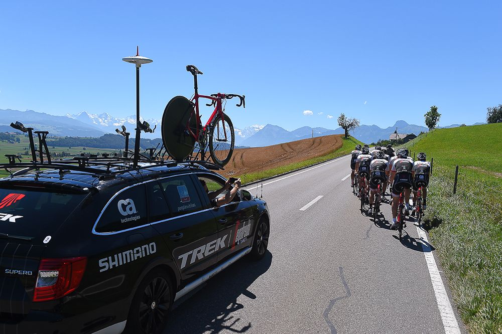 Trek-Segafredo ride during the second rest day at the Tour de France.