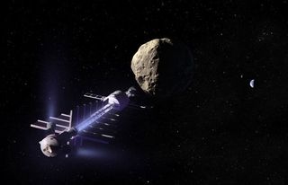 A concept spacecraft could use gravity to tow asteroids away from a collision course with earth.