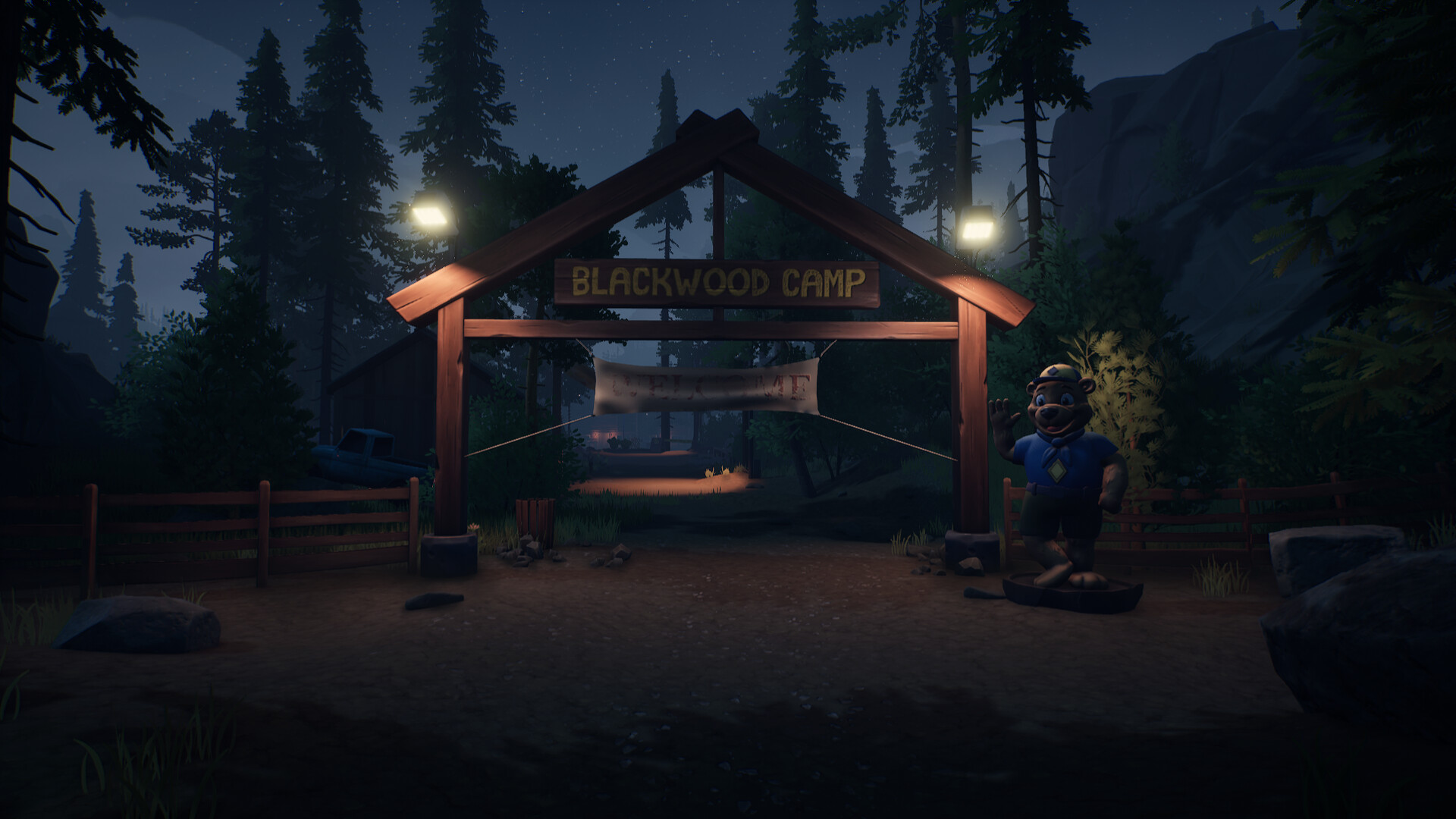 A gloomy entrance to Blackwood Camp in Radiolight