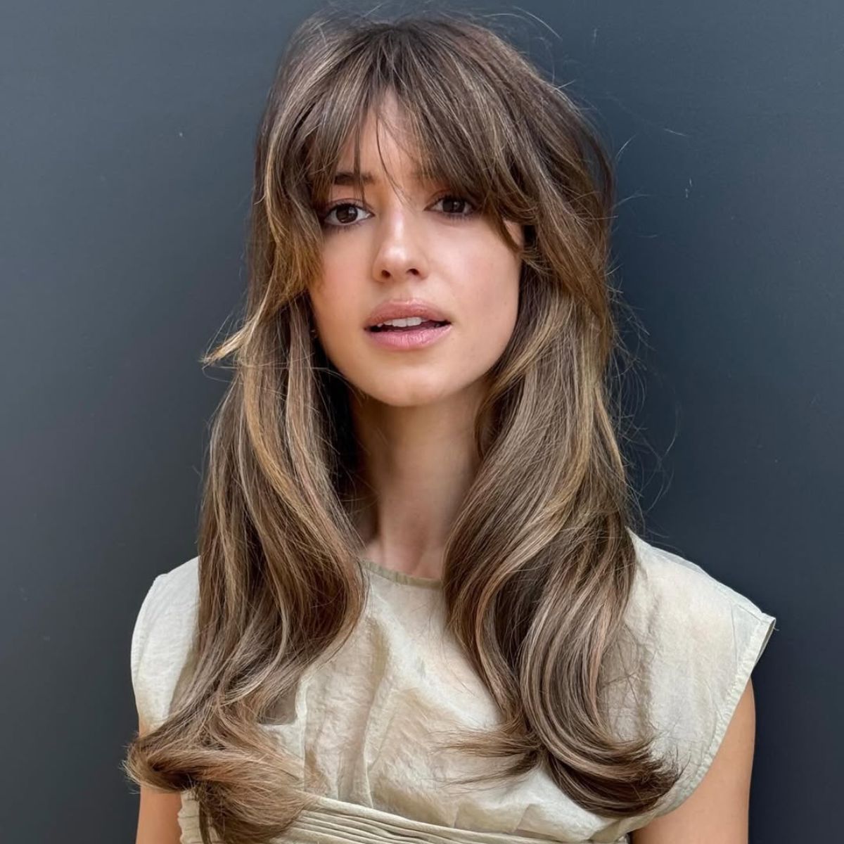 @brycescarlett shows torn bangs on Daisy Edgar Jones