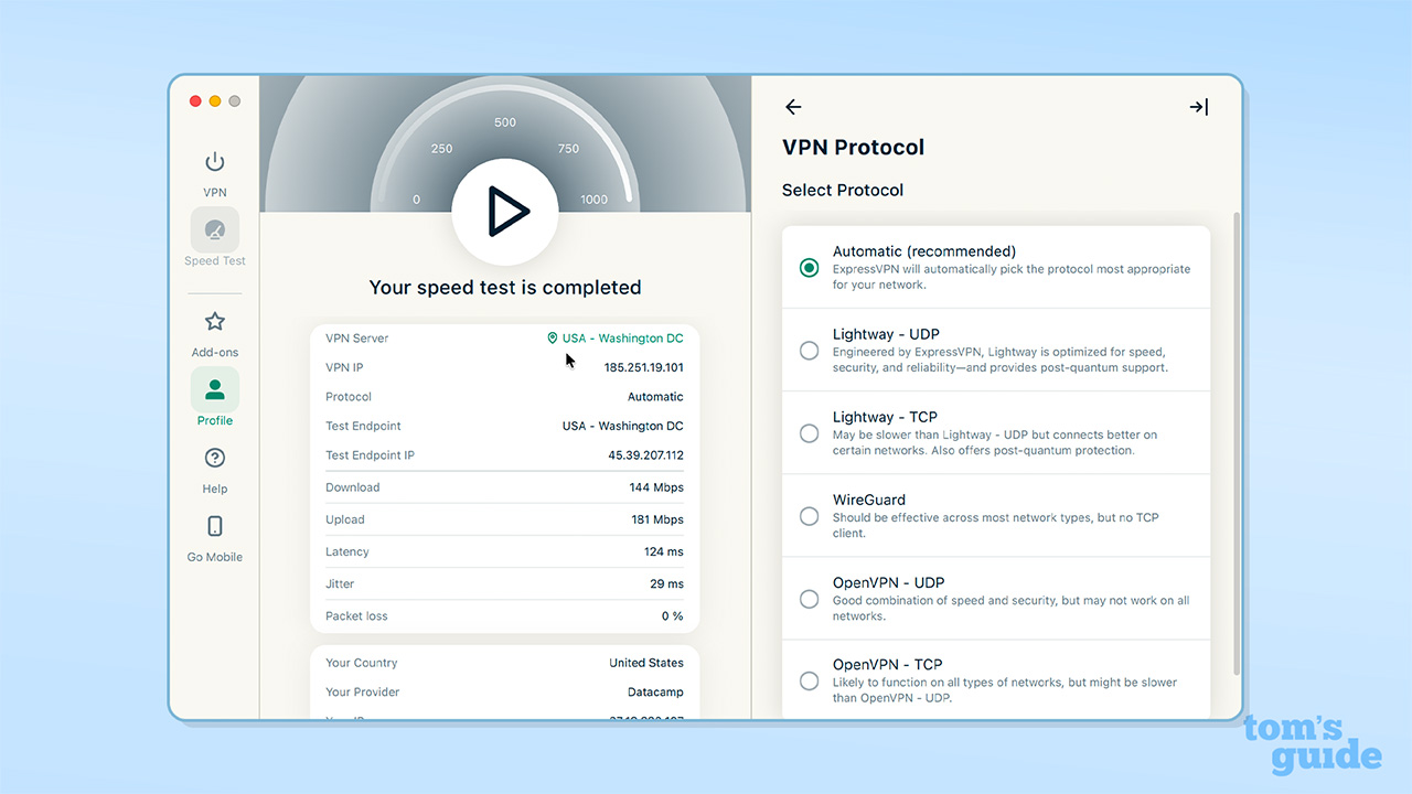 ExpressVPN speed test