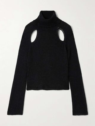 Cut-Out Knitted Turtleneck Sweater