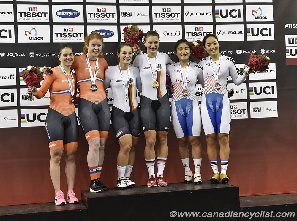 Women's Team Sprint podium - Netherlands, Germany, Republic of Korea