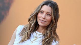 Jessica Biel pictured with a brown and blonde balayage at the Los Angeles Premiere FYC Event for Hulu's "Candy" at El Capitan Theatre on May 09, 2022 in Los Angeles, California.