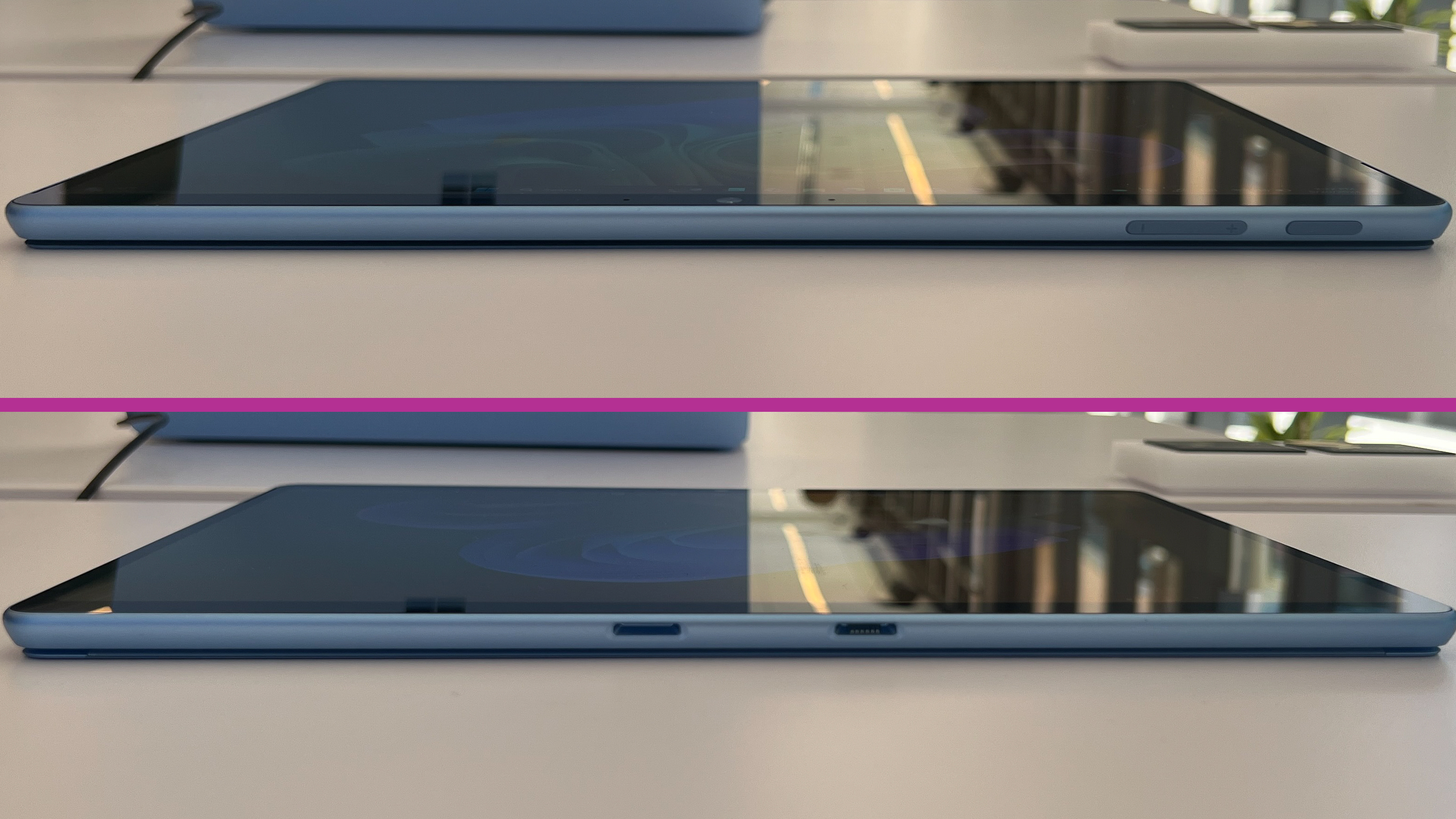A composite image of the long sides of the Surface Pro
