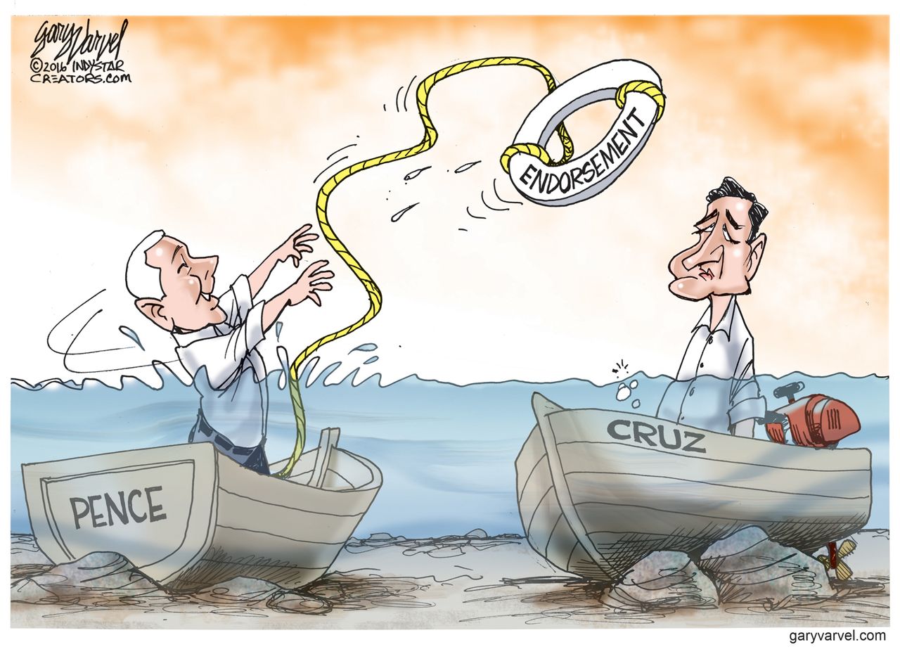 Political Cartoon U.S. Pence Cruz