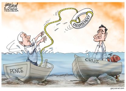 Political Cartoon U.S. Pence Cruz