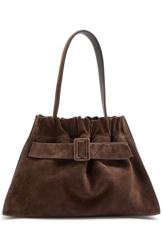 Scrunchy Satchel 2 bag in suede with top handle