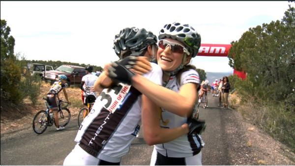 Alisha Welsh congratulates Mara on her Stage one win