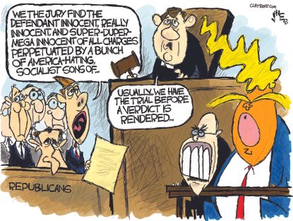 Political Cartoon U.S. Premature Republicans Trump Impeachment Innocence