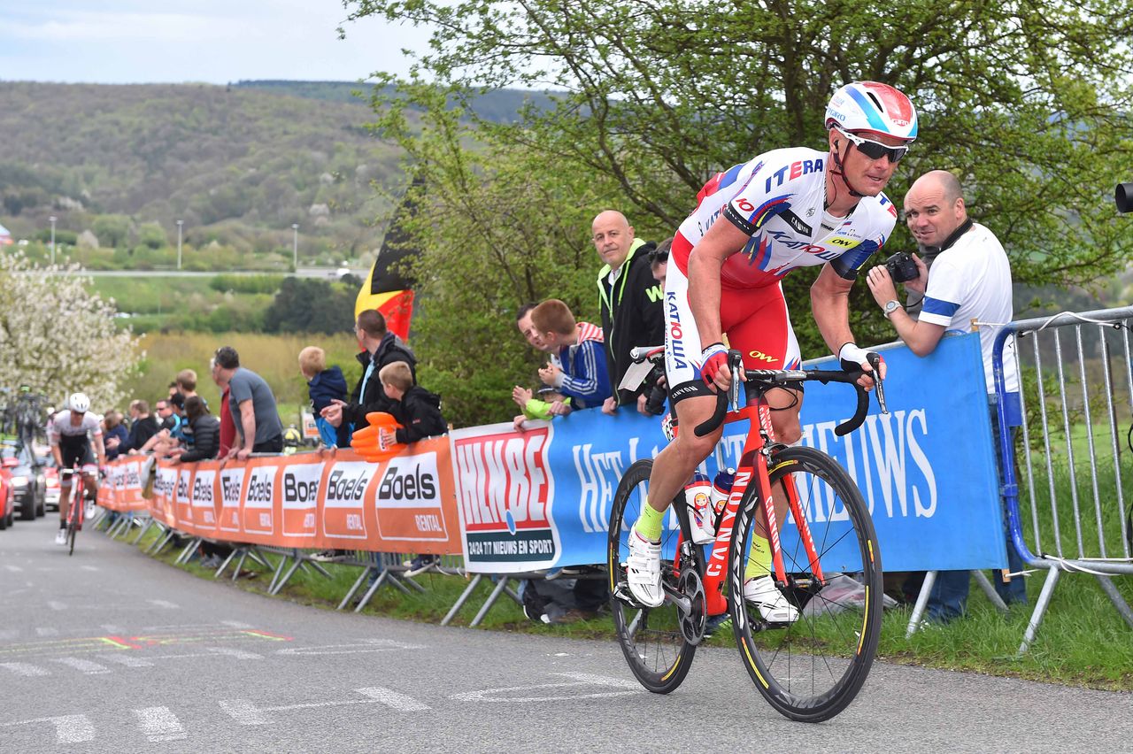 Sergey Lagutin (Katusha) gets out of the saddle