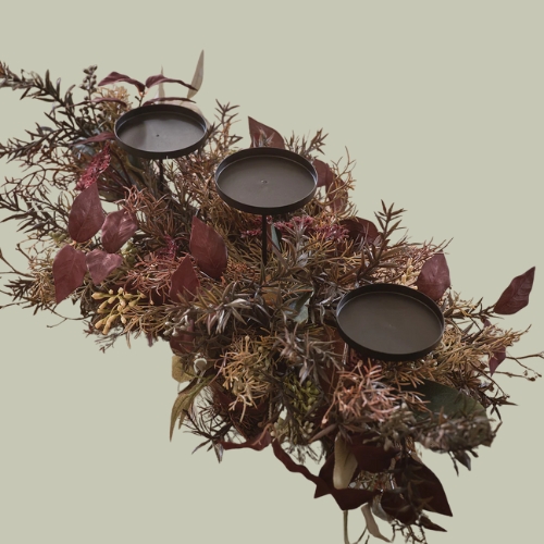 Artificial Floral Supplies, 70cm Autumn Winter Trio Candle Holder