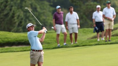 Joshua Ryan in action at the 2026 US Amateur Championship at Merion Golf Club