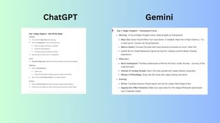 ChatGPT vs. Gemini Disney vacation screenshot