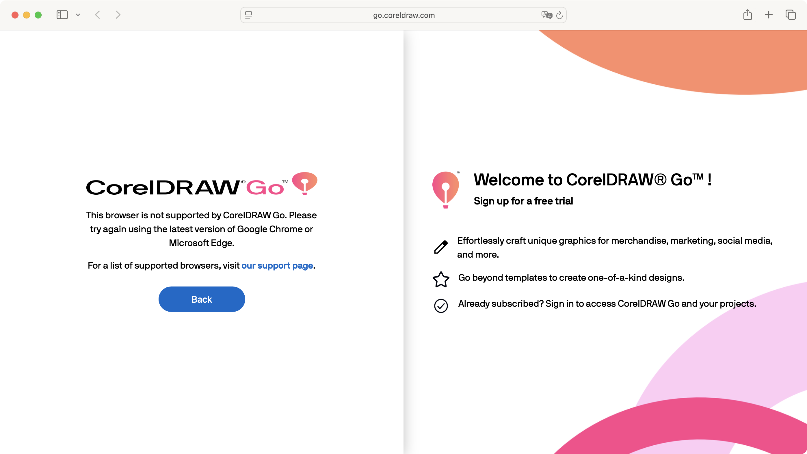 CorelDRAW Go during our review
